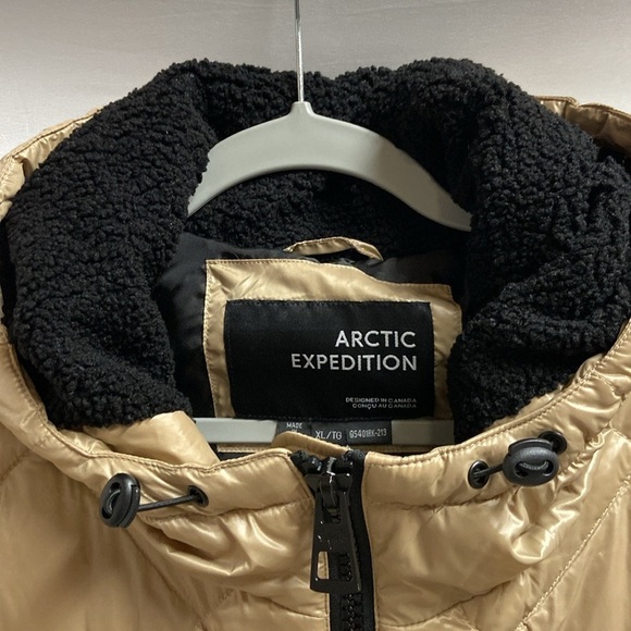 Arctic Expedition Mid Length Quilted Puffer Jacket Almond Metallic Size XL - Picture 4 of 9